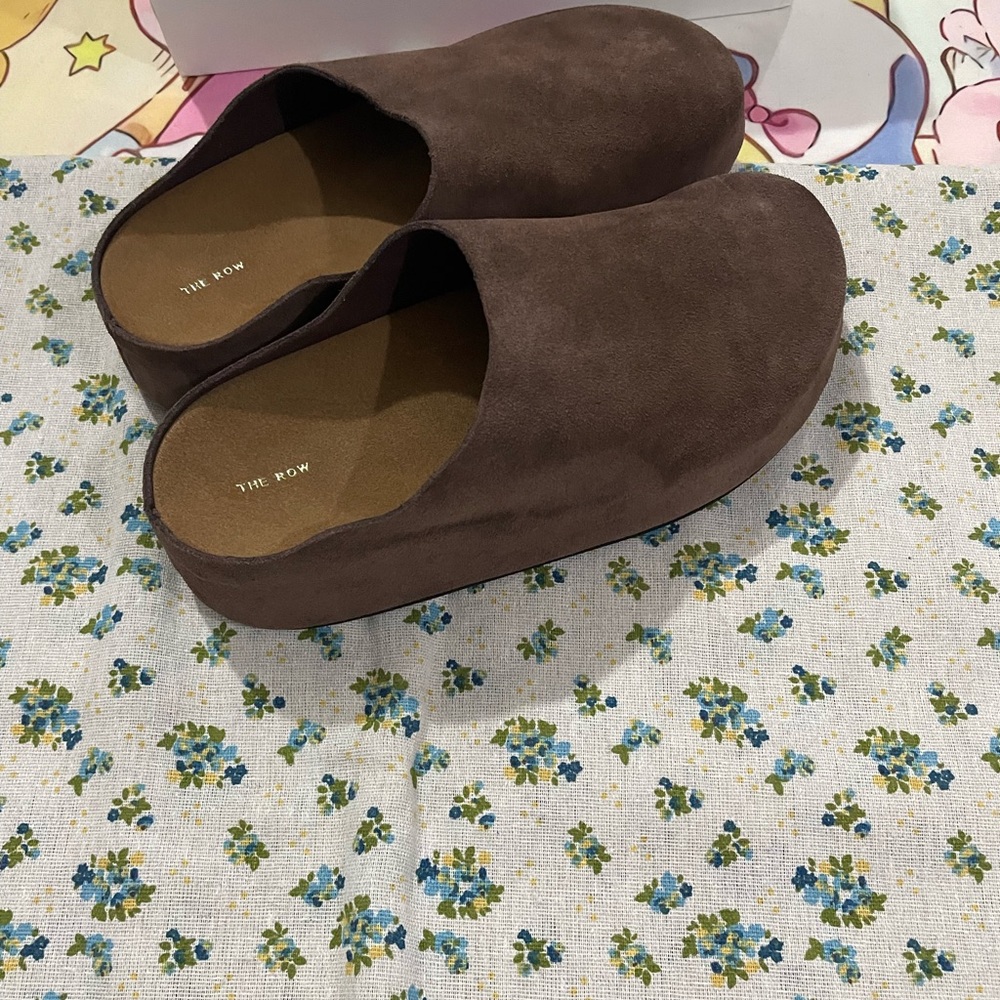 The Row Brown Suede Clog Mules - Picture 3 of 8